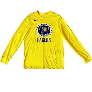 NBA Indiana Pacers The Nike Tee Yellow Long Sleeve T Shirt Men Unisex Sz. L NWOT